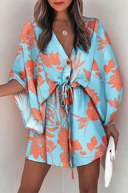 Vestidos casuales de moda con cuello en V y estampado de patchwork (12 colores)