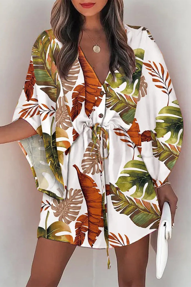 Vestidos casuales de moda con cuello en V y estampado de patchwork (12 colores)
