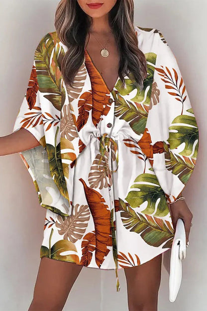 Vestidos casuales de moda con cuello en V y estampado de patchwork (12 colores)