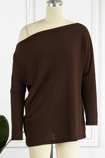 Suéteres casuales de cuello oblicuo de color liso (6 colores)