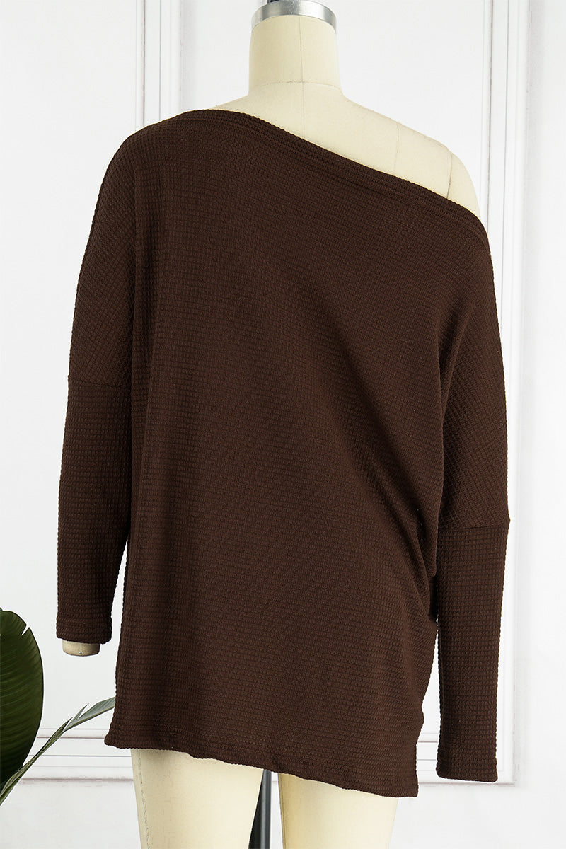 Suéteres casuales de cuello oblicuo de color liso (6 colores)