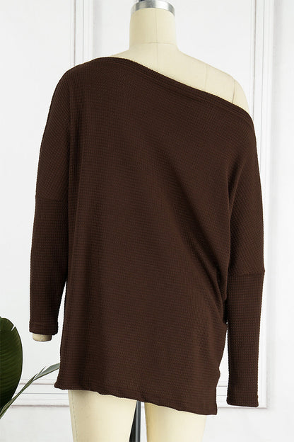 Suéteres casuales de cuello oblicuo de color liso (6 colores)