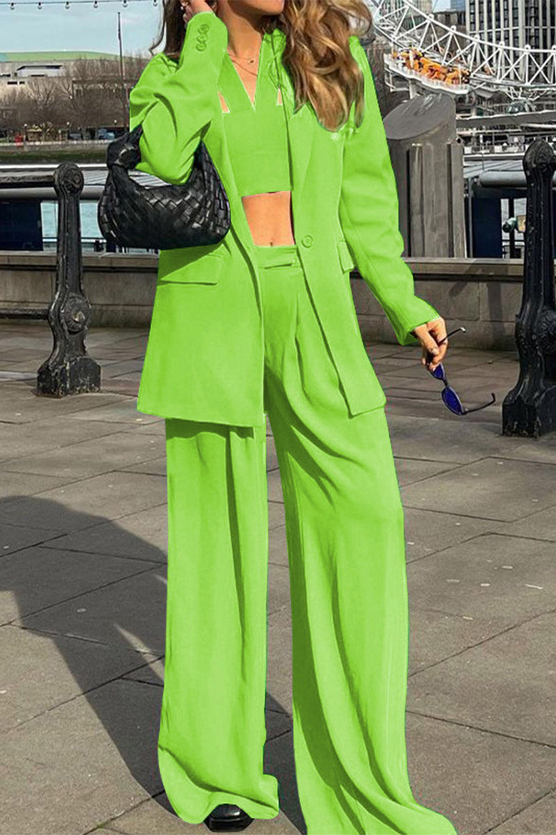 Conjunto elegante de dos piezas con cuello vuelto, manga larga y color liso (3 colores)