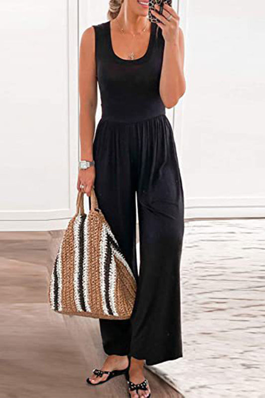 Monos holgados informales, sencillos, de color liso y cuello redondo (5 colores)