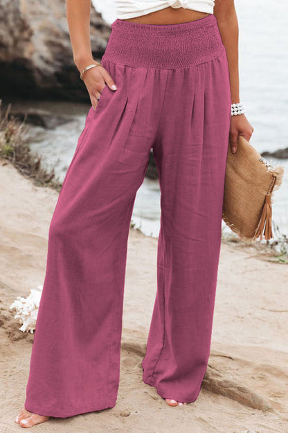 Casual Simplicity Solid Solid Color Loose Wide Leg Solid Color Bottoms
