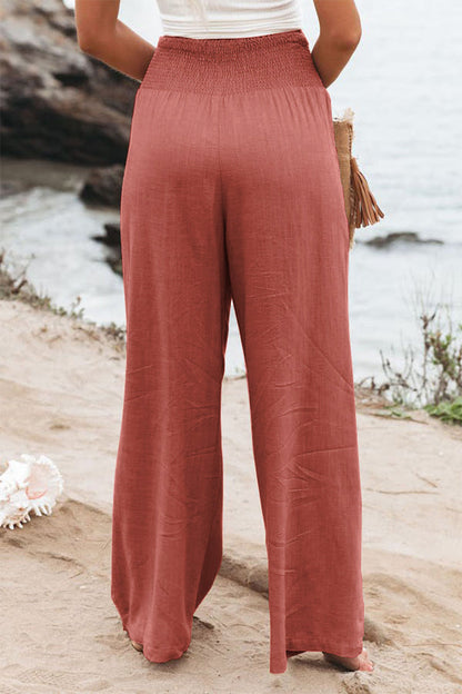 Casual Simplicity Solid Solid Color Loose Wide Leg Solid Color Bottoms