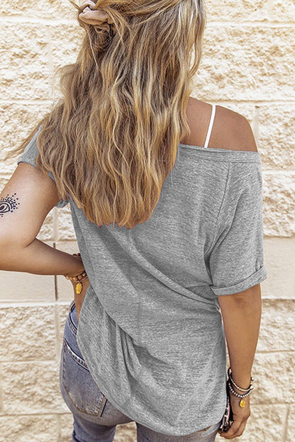 Tops casuales sencillos con cuello en V y parches lisos (7 colores)