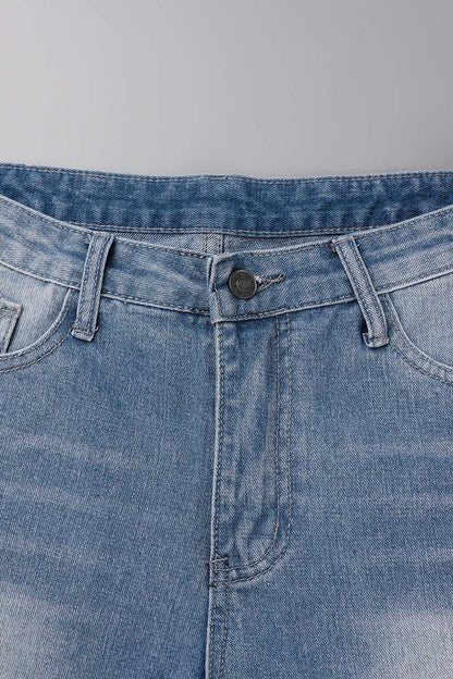 Casual Street Solid Ripped High Waist Denim Shorts