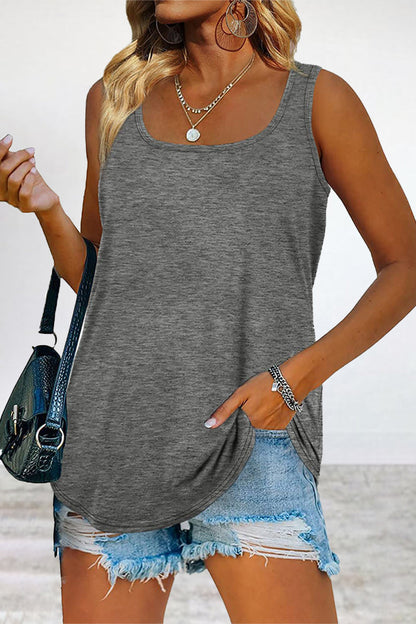 Blusa informal sencilla de color liso con cuello cuadrado (4 colores)