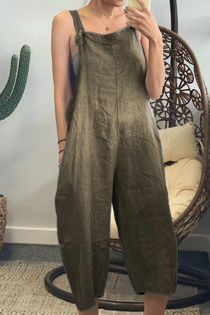 Mono holgado informal sencillo con cuello cuadrado y parches lisos (6 colores)