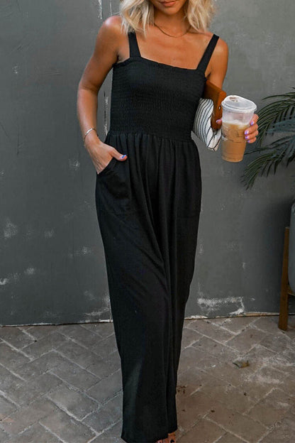 Monos holgados informales de cuello cuadrado con parches lisos (6 colores)