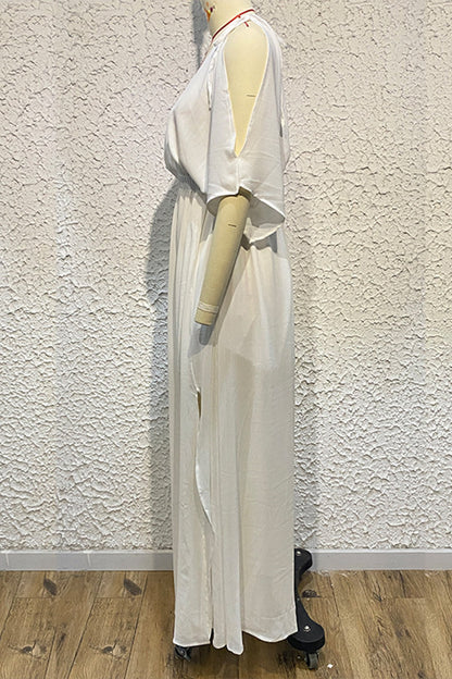 Sexy Vacation Solid Slit V Neck Beach Dress Dresses(4 Colors)