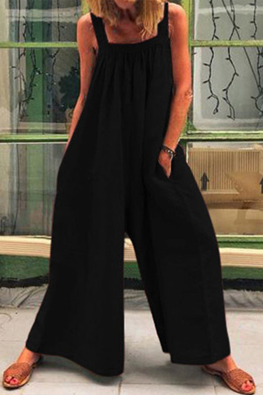 Monos holgados informales de cuello cuadrado liso para uso diario (5 colores)