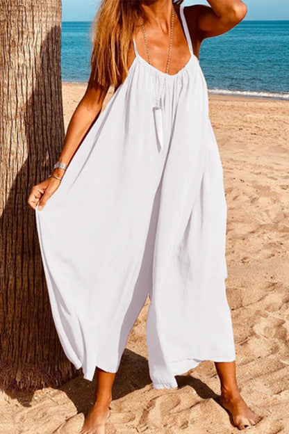 Mono holgado informal sencillo de color liso con cuello en V (6 colores)