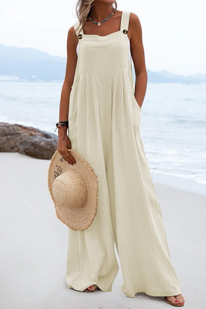 Monos casuales holgados con cuello cuadrado y abertura en la parte delantera (13 colores)