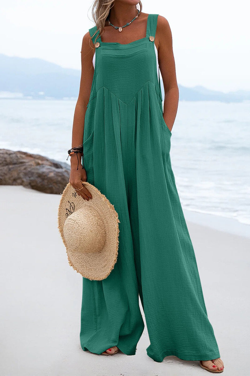 Monos casuales holgados con cuello cuadrado y abertura en la parte delantera (13 colores)