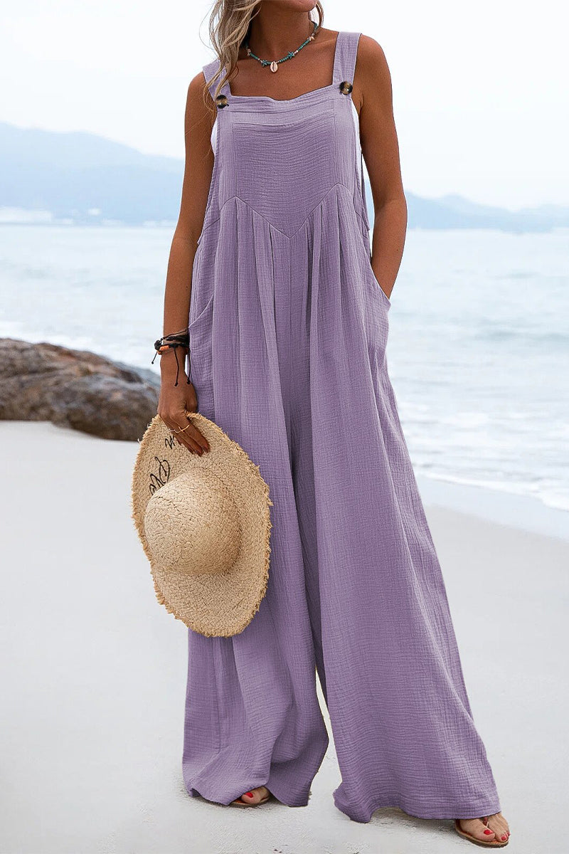 Monos casuales holgados con cuello cuadrado y abertura en la parte delantera (13 colores)