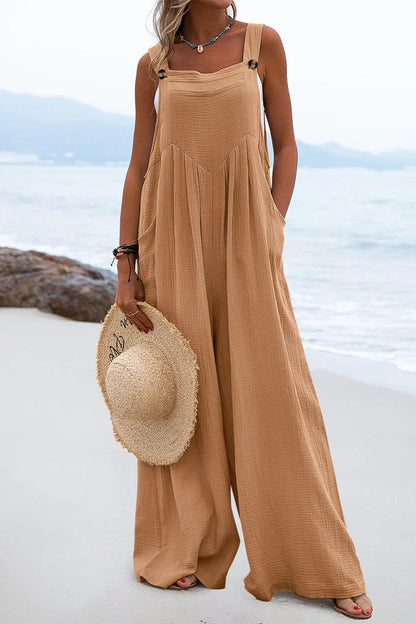 Monos casuales holgados con cuello cuadrado y abertura en la parte delantera (13 colores)