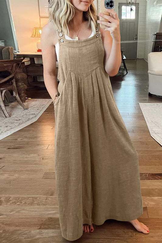 Monos holgados informales de calle con cuello cuadrado y bolsillos lisos (10 colores)