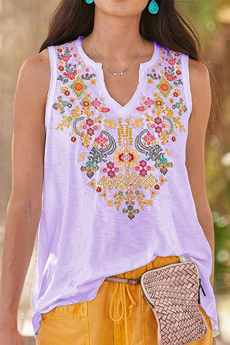 Tops casuales universitarios con cuello en V y patchwork de tótem nacional (8 colores)