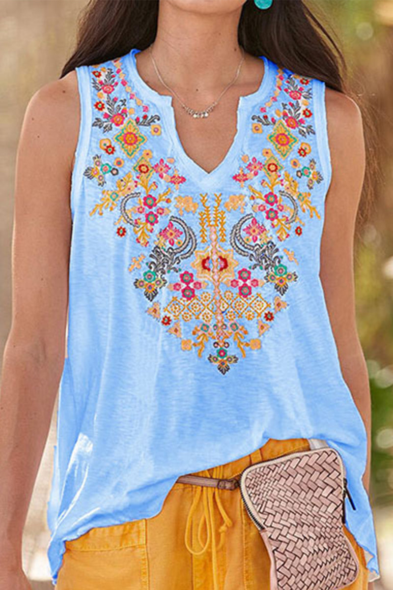 Tops casuales universitarios con cuello en V y patchwork de tótem nacional (8 colores)