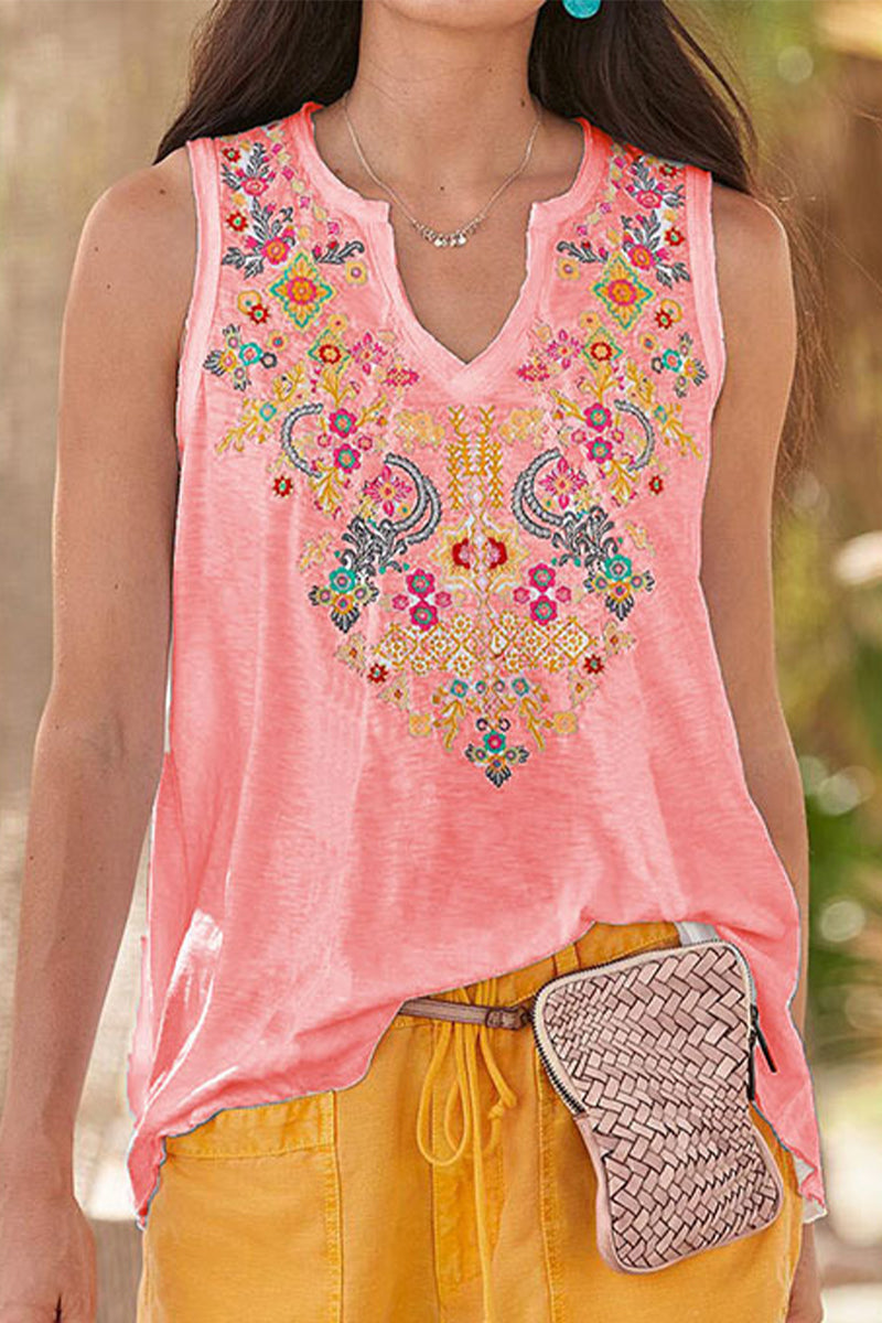 Tops casuales universitarios con cuello en V y patchwork de tótem nacional (8 colores)