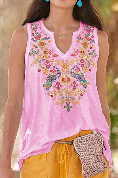 Tops casuales universitarios con cuello en V y patchwork de tótem nacional (8 colores)