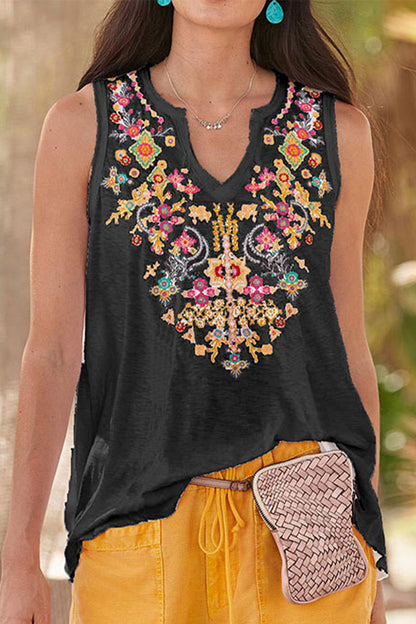 Tops casuales universitarios con cuello en V y patchwork de tótem nacional (8 colores)