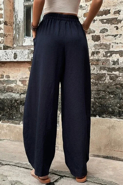Casual Daily Solid Pocket Loose High Waist Harlan Bottoms(11 Colors)