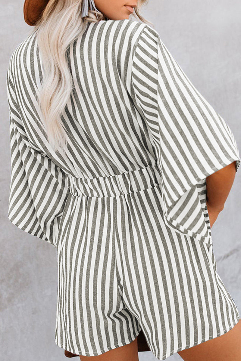 Mono holgado informal sencillo con diseño de patchwork geométrico y escote en V (4 colores)