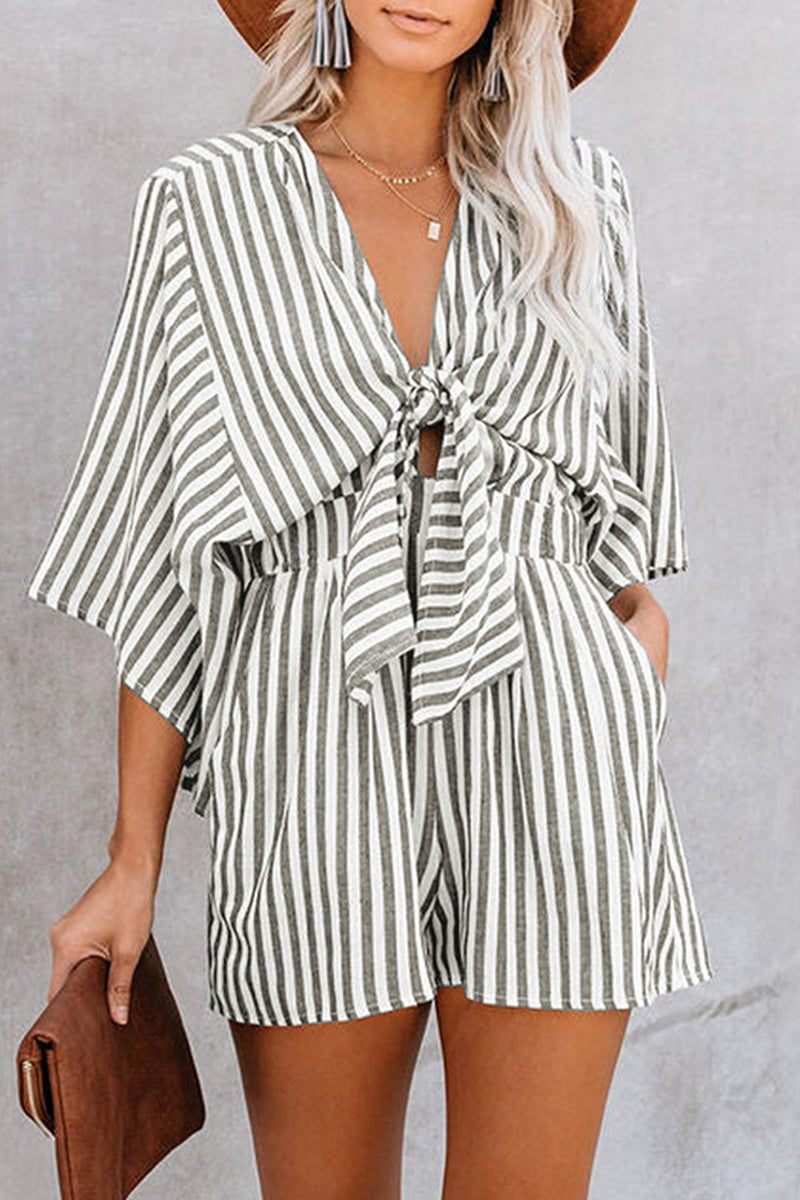 Mono holgado informal sencillo con diseño de patchwork geométrico y escote en V (4 colores)