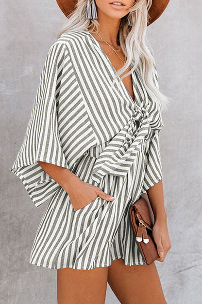 Mono holgado informal sencillo con diseño de patchwork geométrico y escote en V (4 colores)