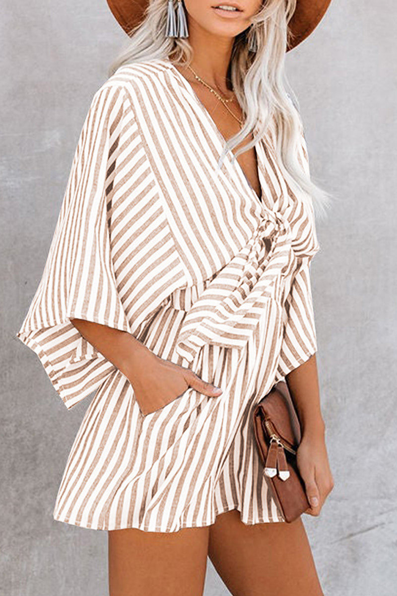 Mono holgado informal sencillo con diseño de patchwork geométrico y escote en V (4 colores)