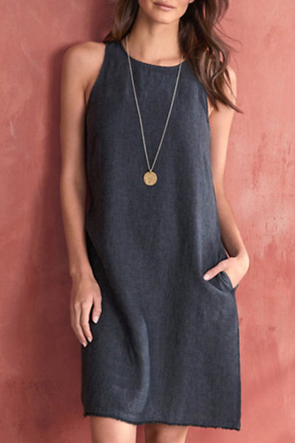 Vestido informal de cuello redondo liso (5 colores)