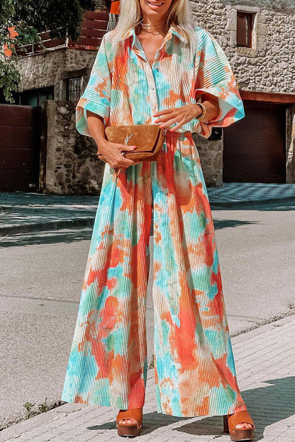 Monos holgados con cuello vuelto, patchwork y teñido anudado bohemio