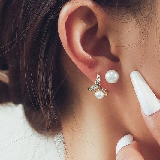 Casual Daily Patchwork Pearl Rhinestone Earrings