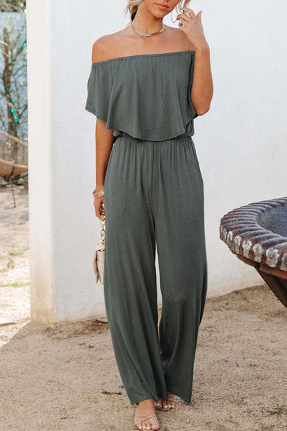 Casual Daily Solid Solid Color Off the Shoulder Regular Jumpsuits(4 Colors)