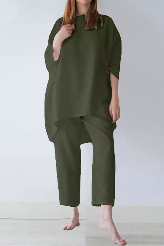 Casual Solid Solid Color O Neck Half Sleeve Two Pieces