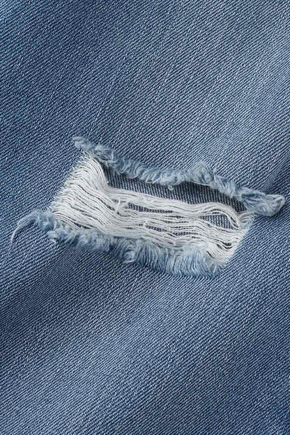 Casual Street Solid Ripped Buckle Low Waist Loose Denim Jeans(4 Colors)