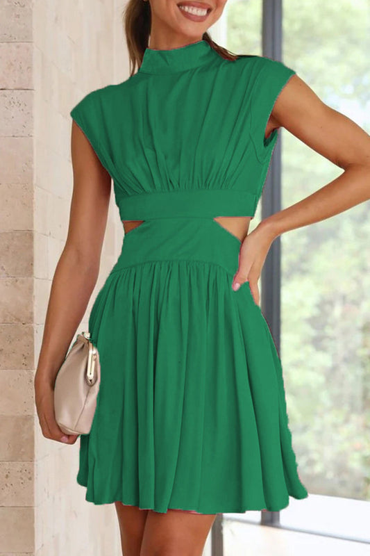 Vestidos elegantes y dulces con falda de cintura alta, cuello mandarín y rasgados.