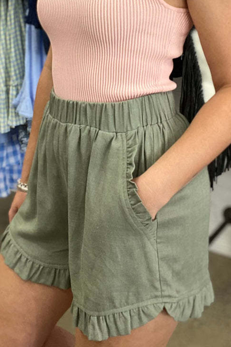 Pantalones casuales de color liso con bolsillos, sueltos, de cintura alta y pierna ancha