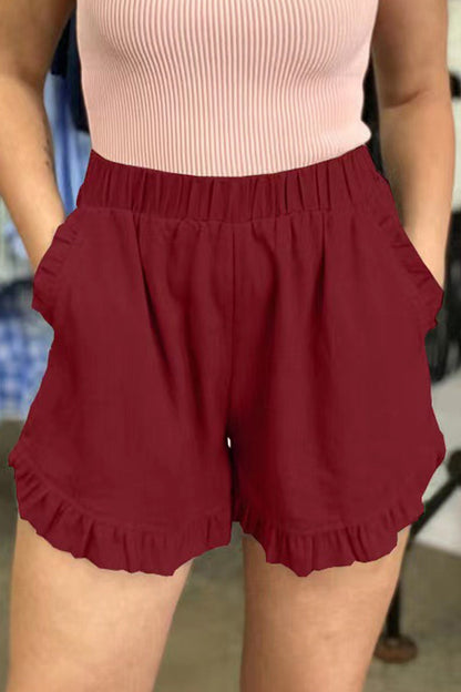 Pantalones casuales de color liso con bolsillos, sueltos, de cintura alta y pierna ancha