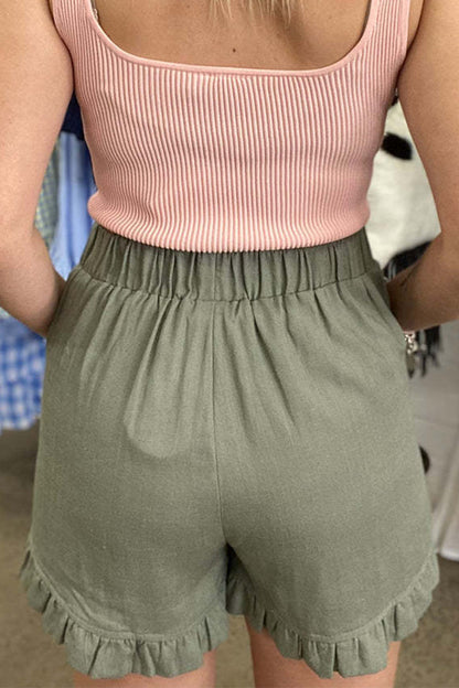 Pantalones casuales de color liso con bolsillos, sueltos, de cintura alta y pierna ancha