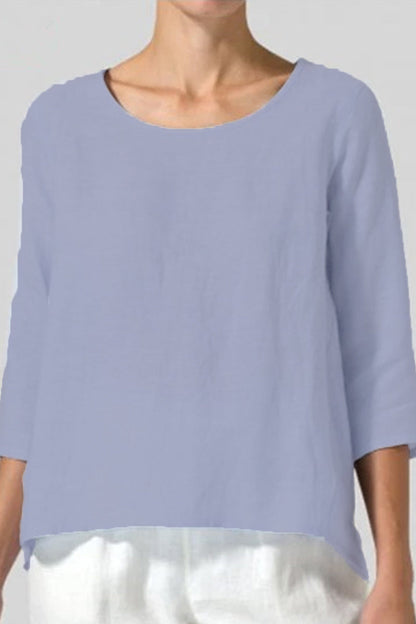 Camisetas básicas informales lisas de cuello redondo (6 colores)