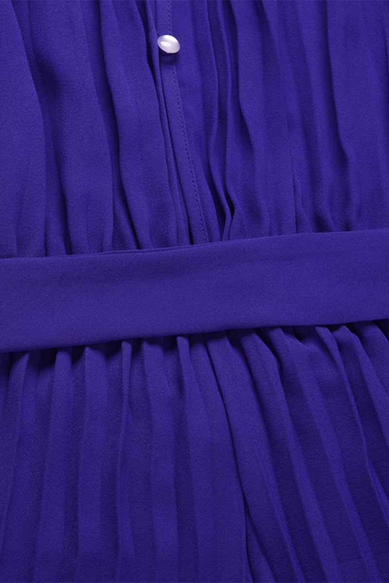 Mono holgado informal sencillo con cuello halter y pliegues de frenillo liso (6 colores)