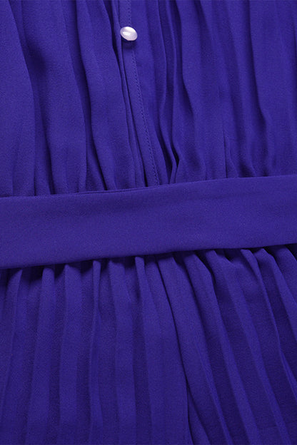 Mono holgado informal sencillo con cuello halter y pliegues de frenillo liso (6 colores)