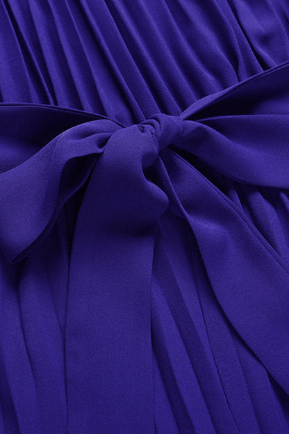 Mono holgado informal sencillo con cuello halter y pliegues de frenillo liso (6 colores)