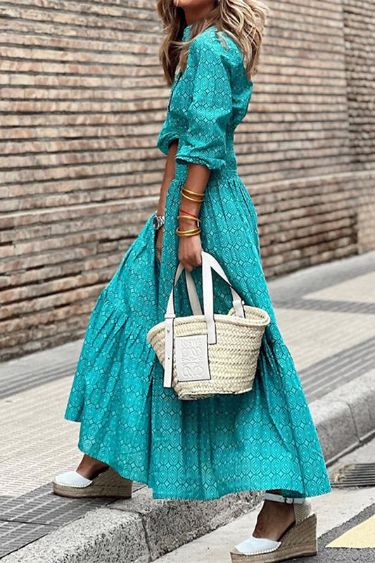 Vestidos casuales elegantes con cuello camisero y pliegues geométricos en forma de A