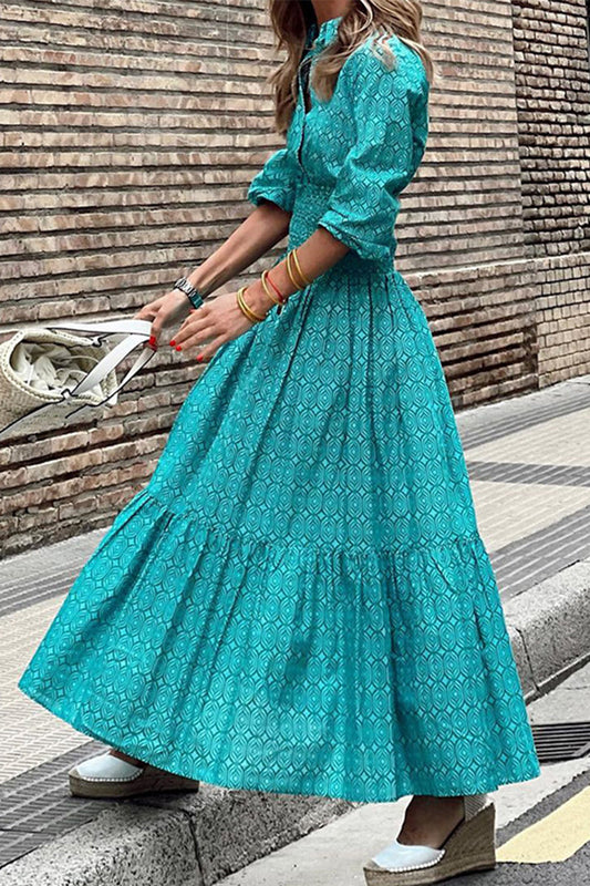 Vestidos casuales elegantes con cuello camisero y pliegues geométricos en forma de A