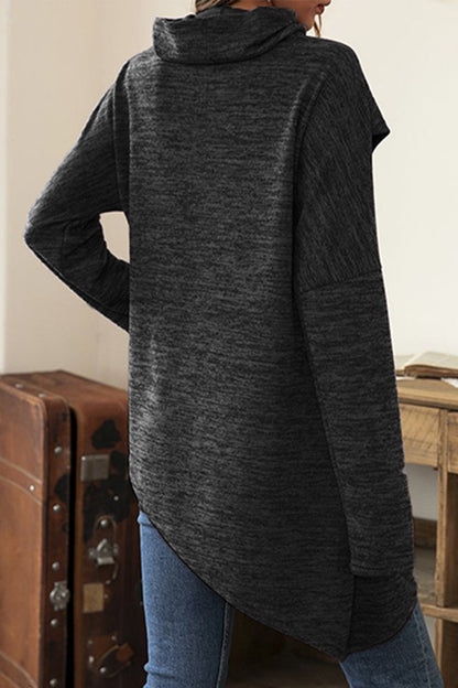 Casual Solid Patchwork Asymmetrical Scarf Collar Tops